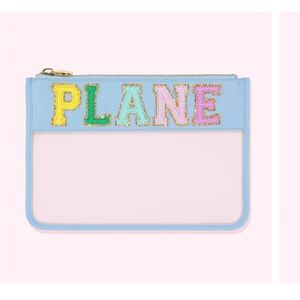 NWT STONEY CLOVER LANE Plane Clear Flat Pouch in Periwinkle